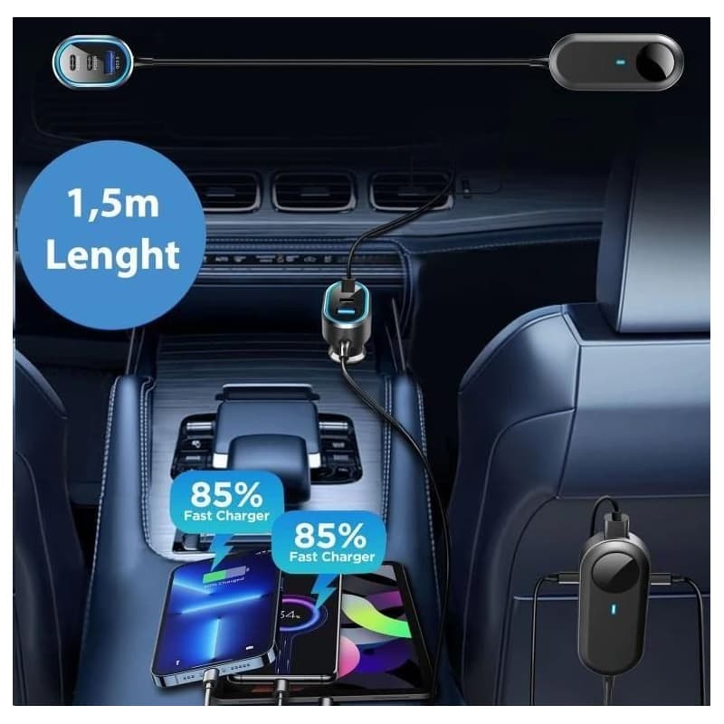 WG - Autonabíjačka rozbočovač / 100W / 6 USB ports / 2x USB-A + 4x USB-C / s predĺžením 3