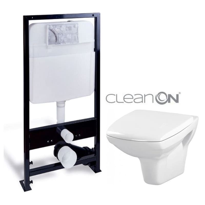 PRIM predstenový inštalačný systém bez tlačidla + WC CERSANIT CLEANON CARINA + SEDADLO PRIM_20/0026 X CA1