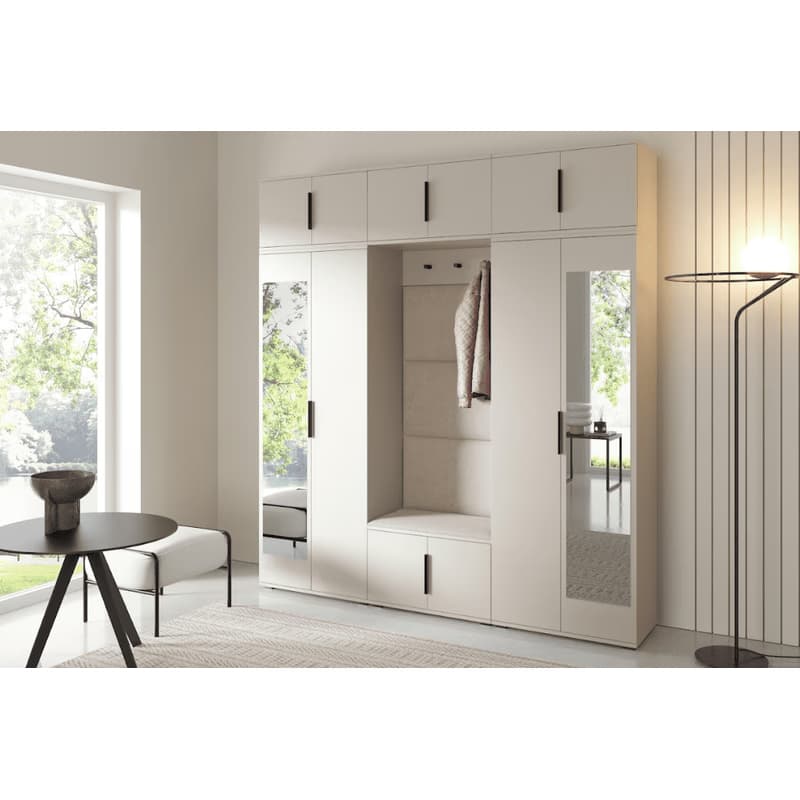 ArtPK Šatníková skriňa BIANCO so zrkadlom | cashmere 4