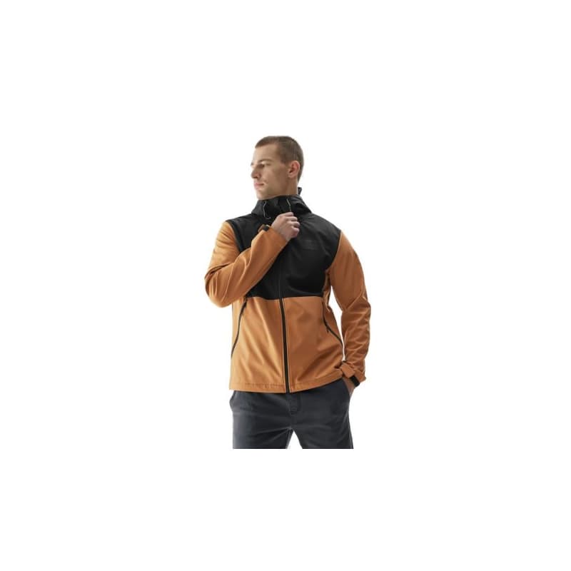 Pánska turistická softshellová bunda 4F SOFTSHELL JACKET-AW23TSOFM155-82S-LIGHT BROWN 1