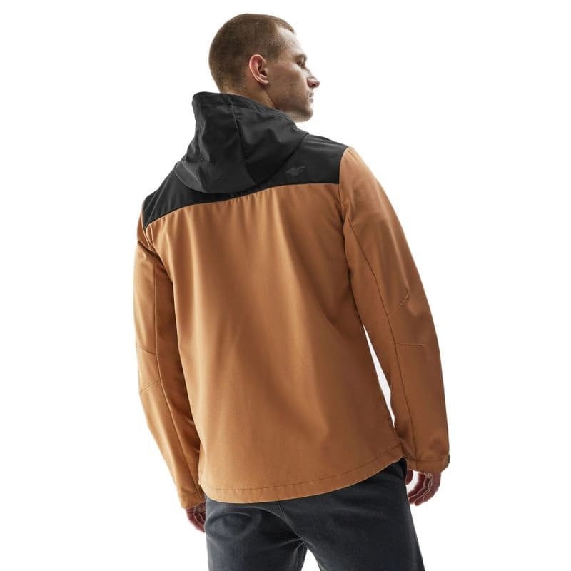 Pánska turistická softshellová bunda 4F SOFTSHELL JACKET-AW23TSOFM155-82S-LIGHT BROWN 2