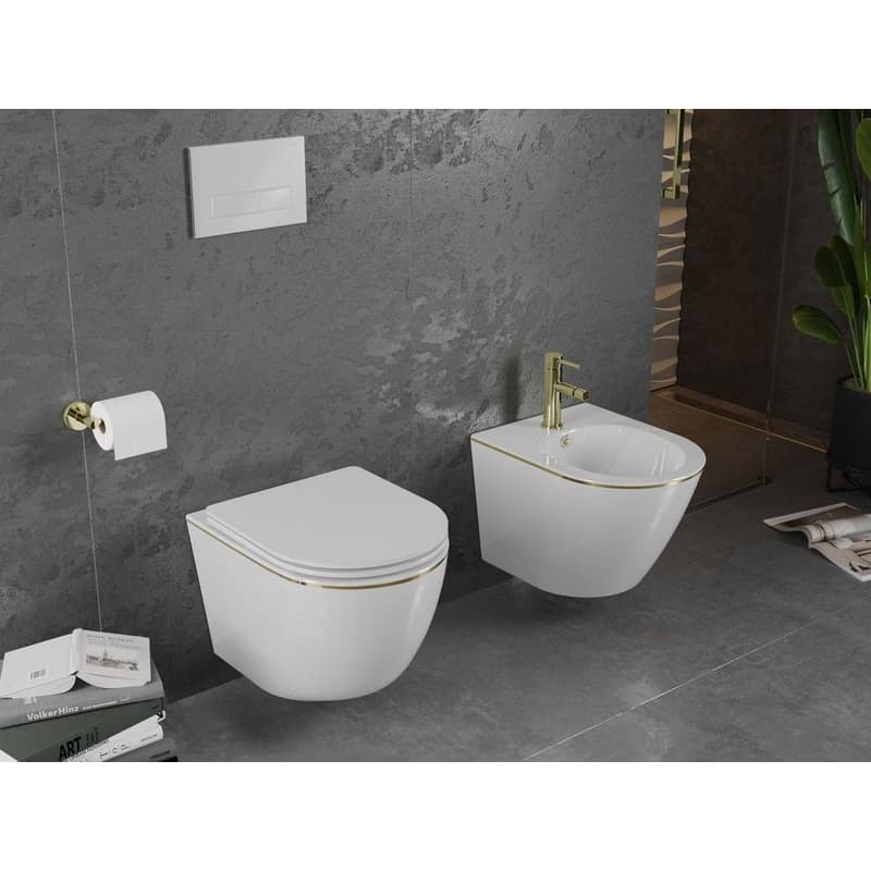 MEXEN - Lena bidet závesný, biela/zlatá linka 35224805 2