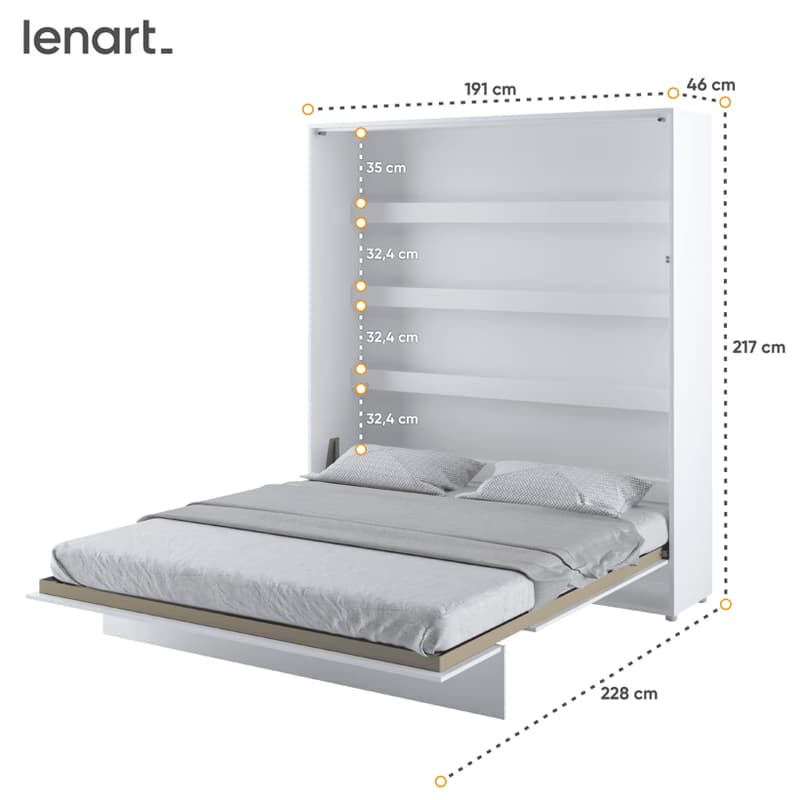 Dig-net nábytok Sklápacia posteľ Lenart BED CONCEPT BC-13 biela | 180 x 200 cm 5
