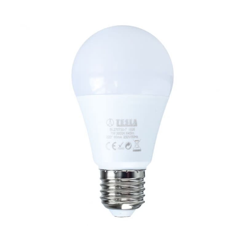 TESLA - LED BL270927-5D, žiarovka BULB E27, 9W, 230V, 806lm, 30 000h, 2700K teplá biela, 200 °, st 4