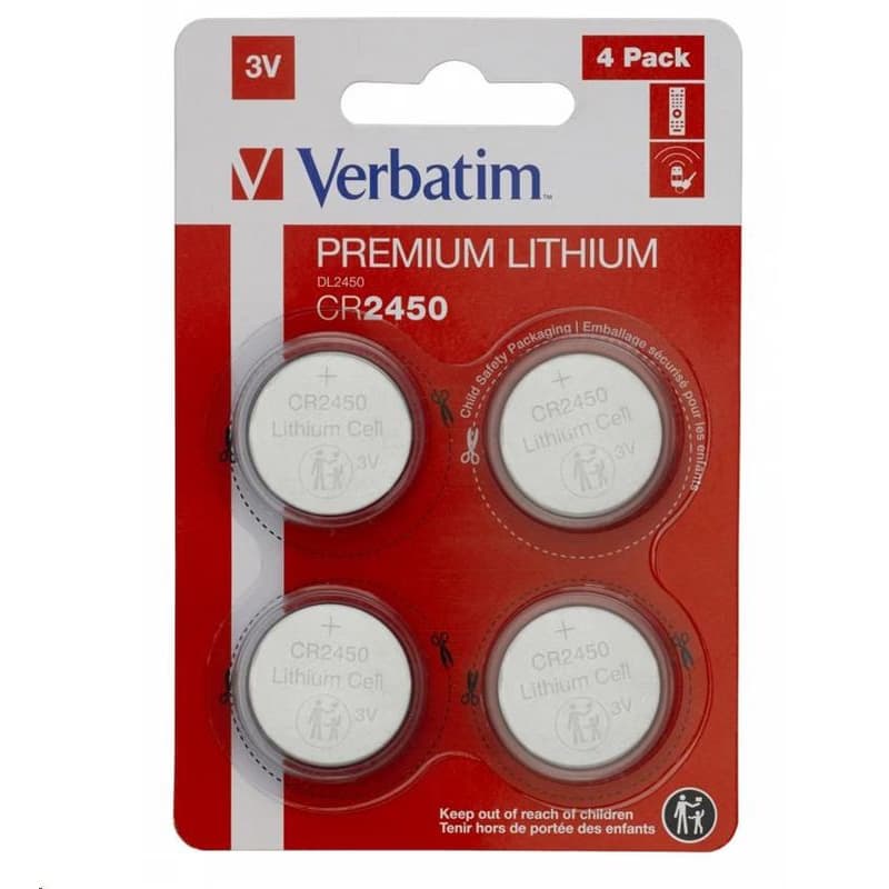 VERBATIM Lithium batéria CR2450 3V 4 Pack 3