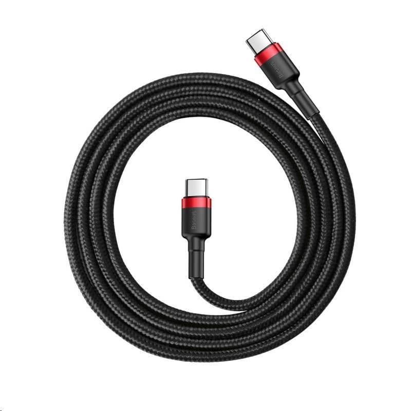 Baseus Cafule Series nabíjací / dátový kábel USB-C na USB-C PD2.0 60W Flash 1m, červená-čier 3