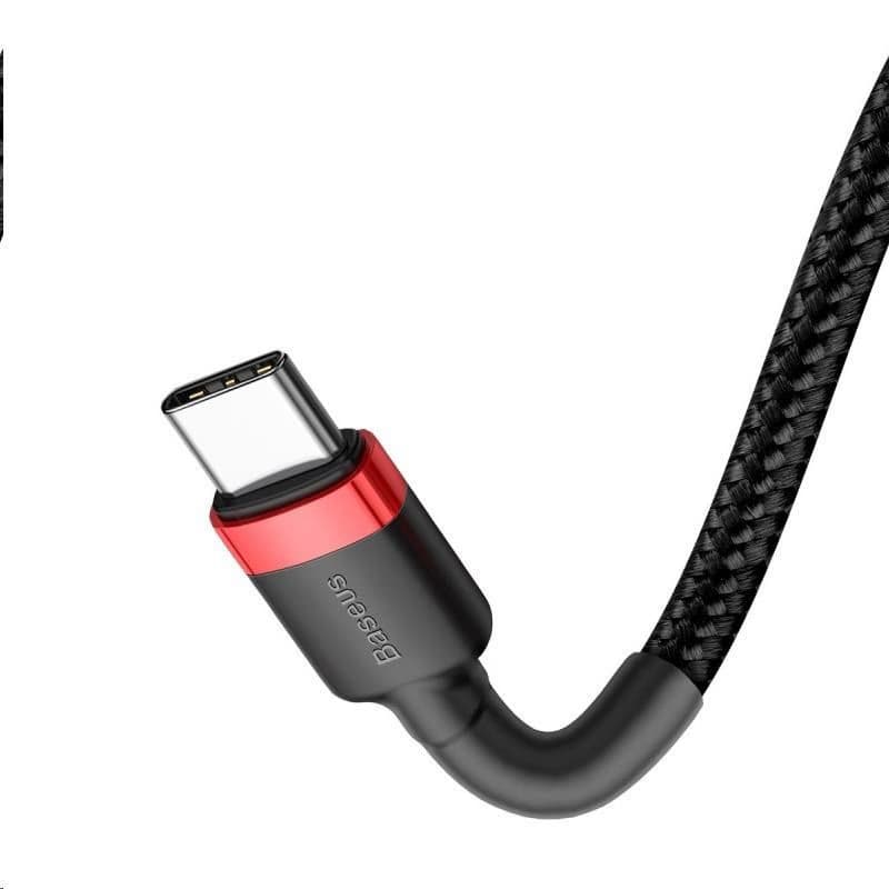 Baseus Cafule Series nabíjací / dátový kábel USB-C na USB-C PD2.0 60W Flash 1m, červená-čier 6