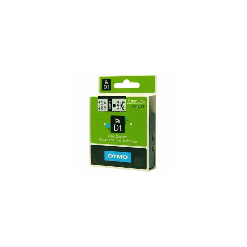 Dymo originál páska do tlačiarne štítkov, Dymo, 40913, S0720680, černý tlač/biely podklad, 7m, 9mm, D1 3