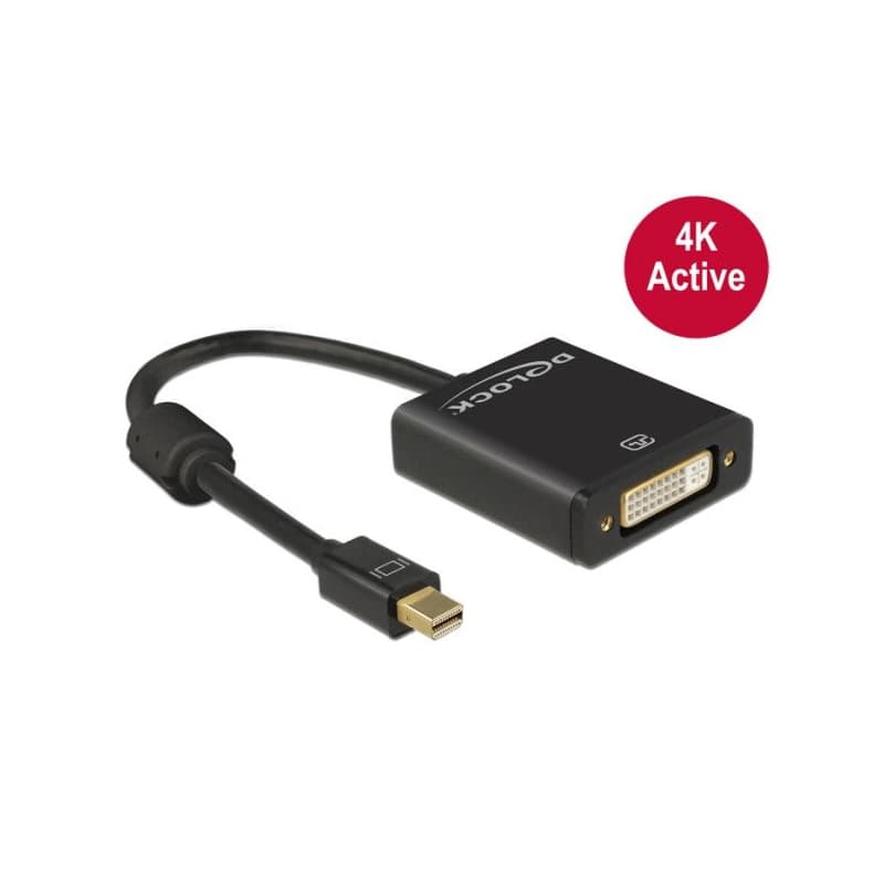 Delock adaptér mini Displayport 1.2 samec > DVI samica 4K aktívny čierny