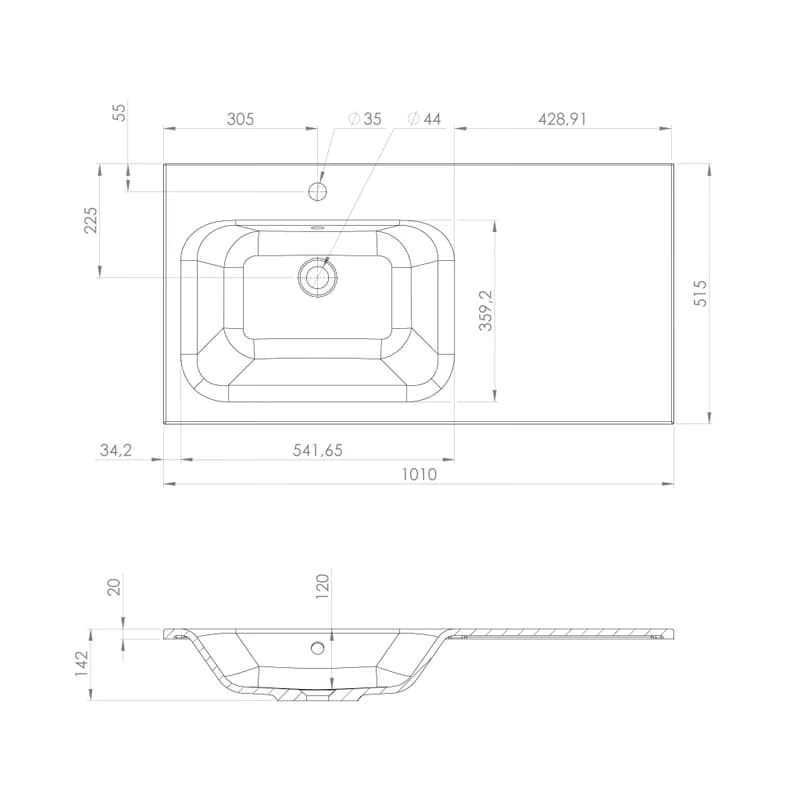 SAPHO - LOREA skrinka 100x46x51,5cm (80+20cm), ľavá, biela matná LE080-3131-L-01 4