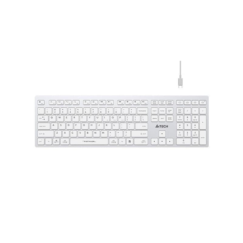 A4tech FBX50C, bezdrôtová kancelárska klávesnica, biela