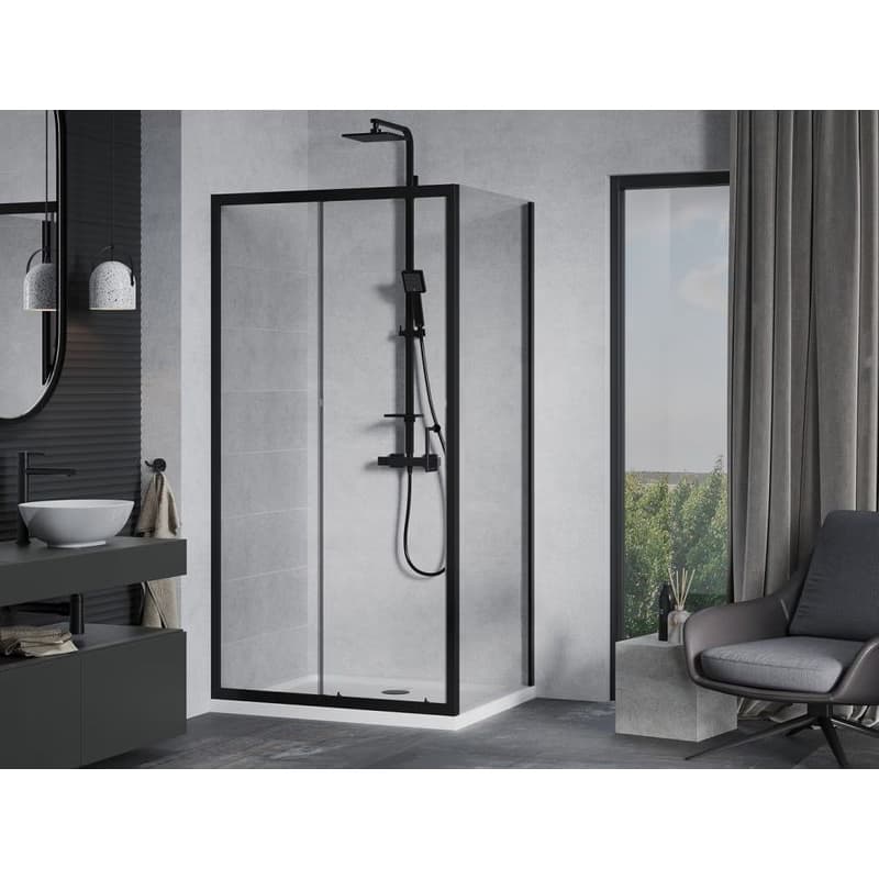 MEXEN/S - Apia Sprchovací kút 90x80, transparent, čierna + vanička so sifónom 840-090-080-70-00-4010B 2