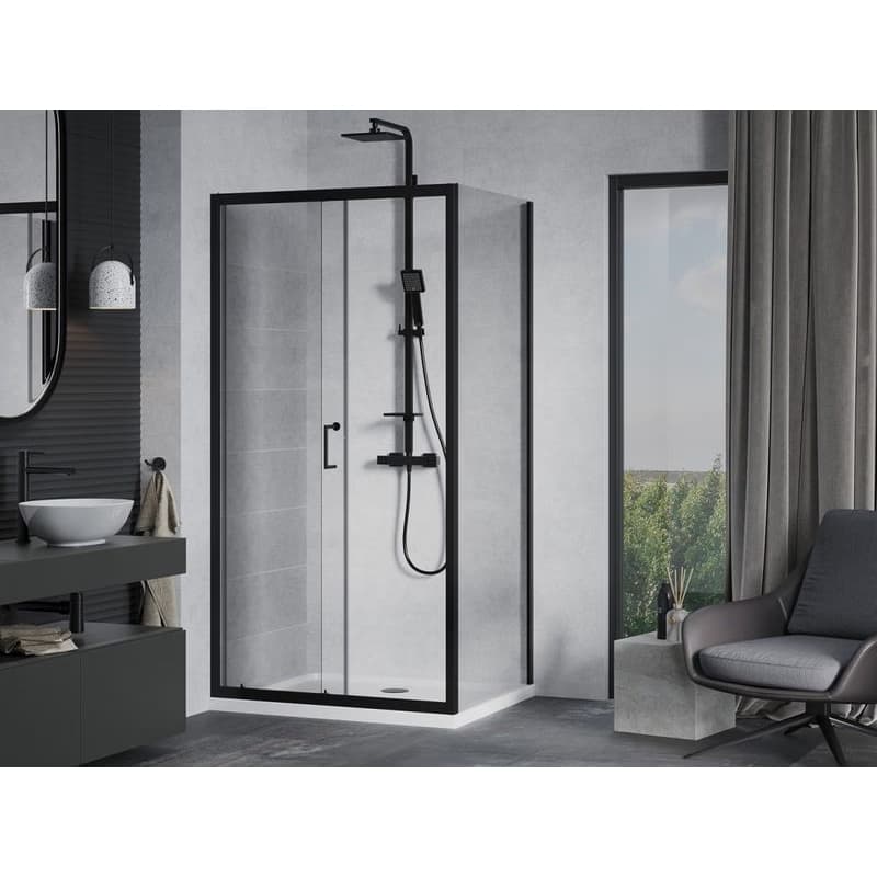 MEXEN/S - Apia Sprchovací kút 90x80, transparent, čierna + vanička so sifónom 840-090-080-70-00-4010B 3