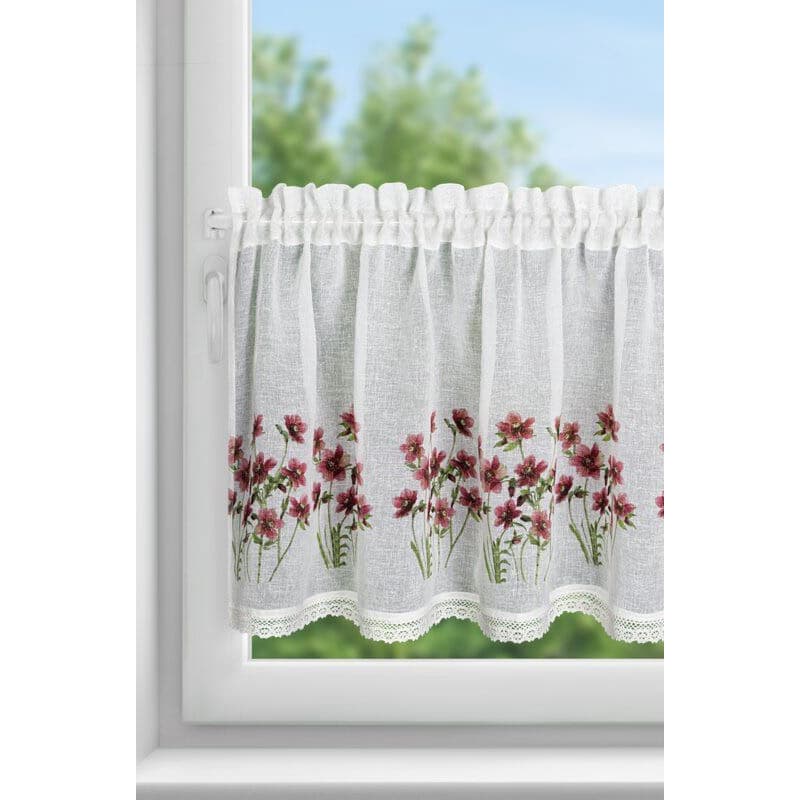 ArtFir Krátka záclona ISA P | biela/červená 150 x 60 cm