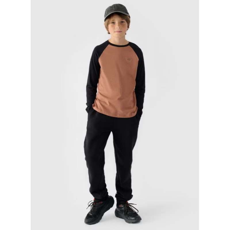 Chlapčenské tričko s dlhým rukávom 4F JUNIOR LONGSLEEVE-JWAW24TLONM293-65S-PALE CORAL 4