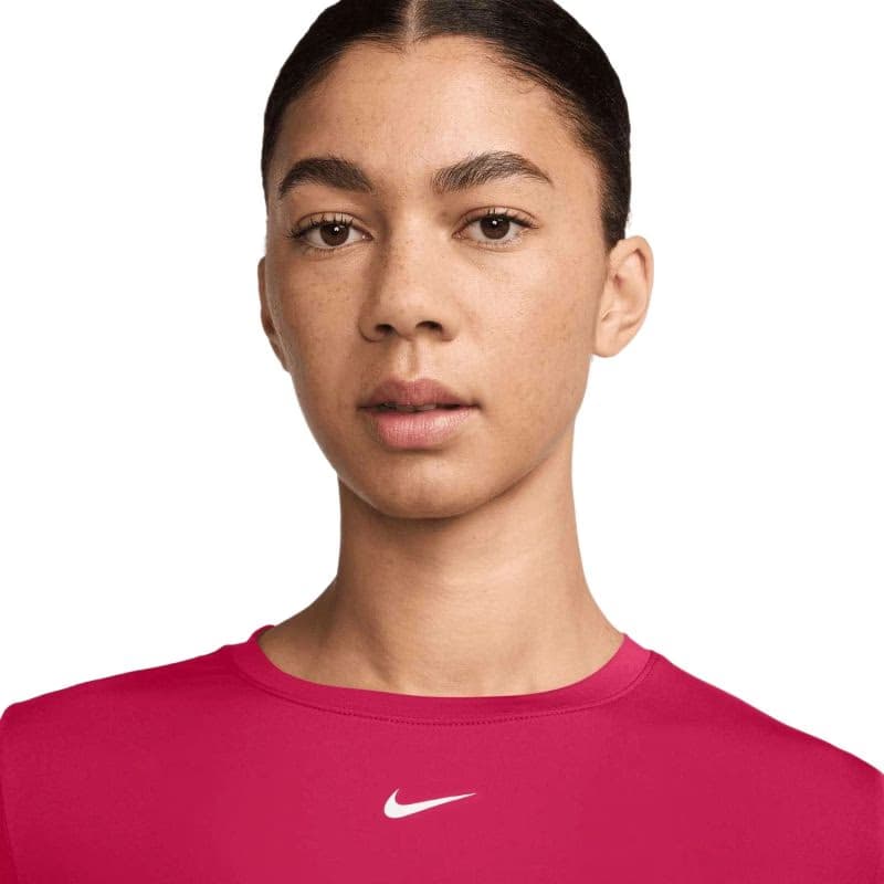 Dámske tréningové tričko s krátkym rukávom NIKE W NK ONE CLSC DF TWST SS TP WT RUSH PINK WHITE 2