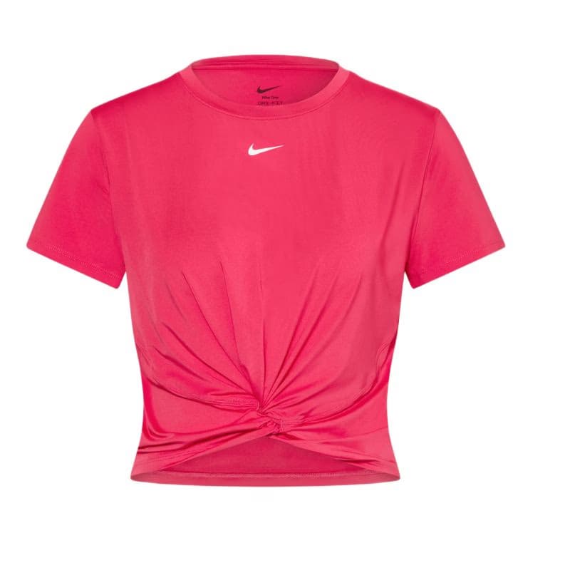 Dámske tréningové tričko s krátkym rukávom NIKE W NK ONE CLSC DF TWST SS TP WT RUSH PINK WHITE 4