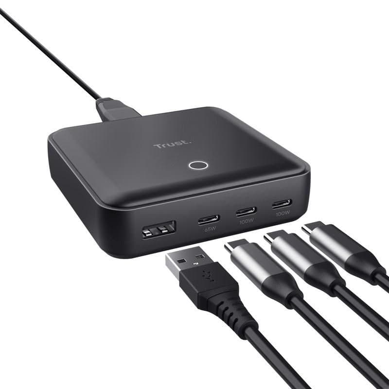 TRUST napájací adaptér MAXO 100W, 3x USB-C, 1xUSB-A 2