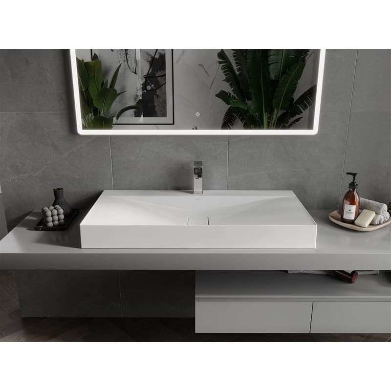 MEXEN - Poli umývadlo na dosku liaty mramor 100 x 48, biela 23021001 3