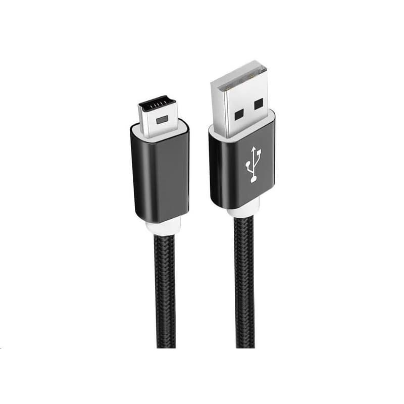 WG - Dátový kábel USB Mini-B (5 pins)-USB-A / 1m / nylon braided / black 1