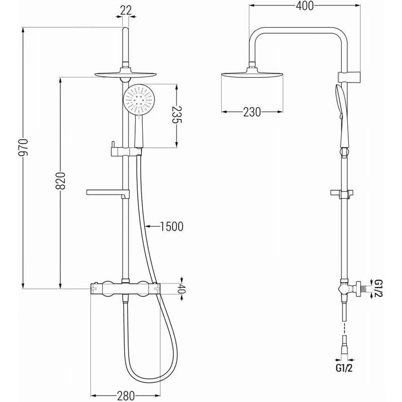 MEXEN/S - KX67 sprchový stĺp s termostatickou batériou čierna 771506791-70 2