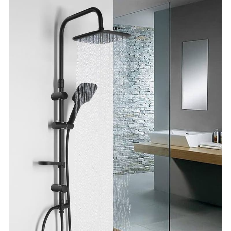 AQUALINE - KERA sprchový stĺp s pripojením na batériu, čierna mat SL435 2
