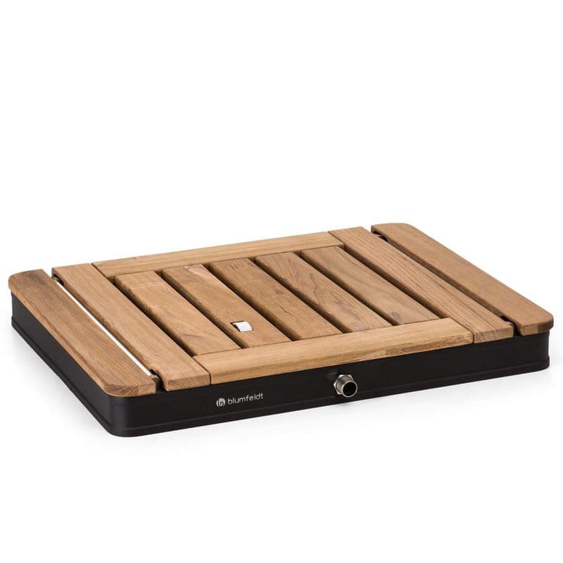 Blumfeldt Sumatra Teak Square, záhradná sprcha, hliník, tíkové drevo, rukoväť 1