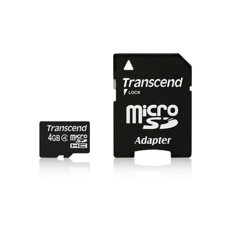 TRANSCEND MicroSDHC karta 4GB Class 4 + adaptér