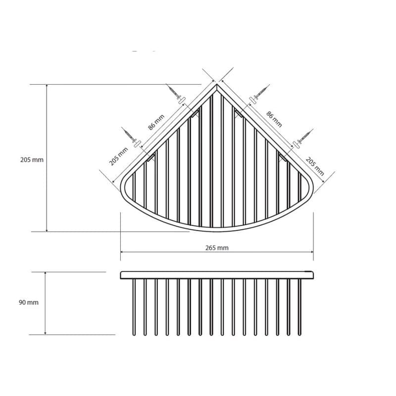 HOPA - Polička do sprchy rohová, 265×90×205 mm - Farba - Grafit KDBE156208312 3