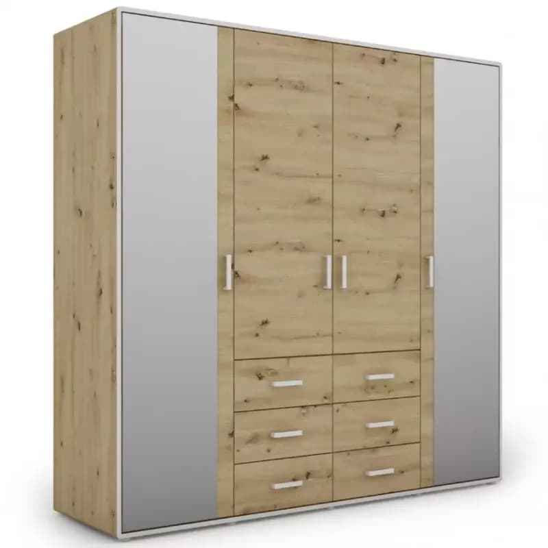 Skriňa Capannoli 6s 4d zrkadlo dub artisan/biela 1