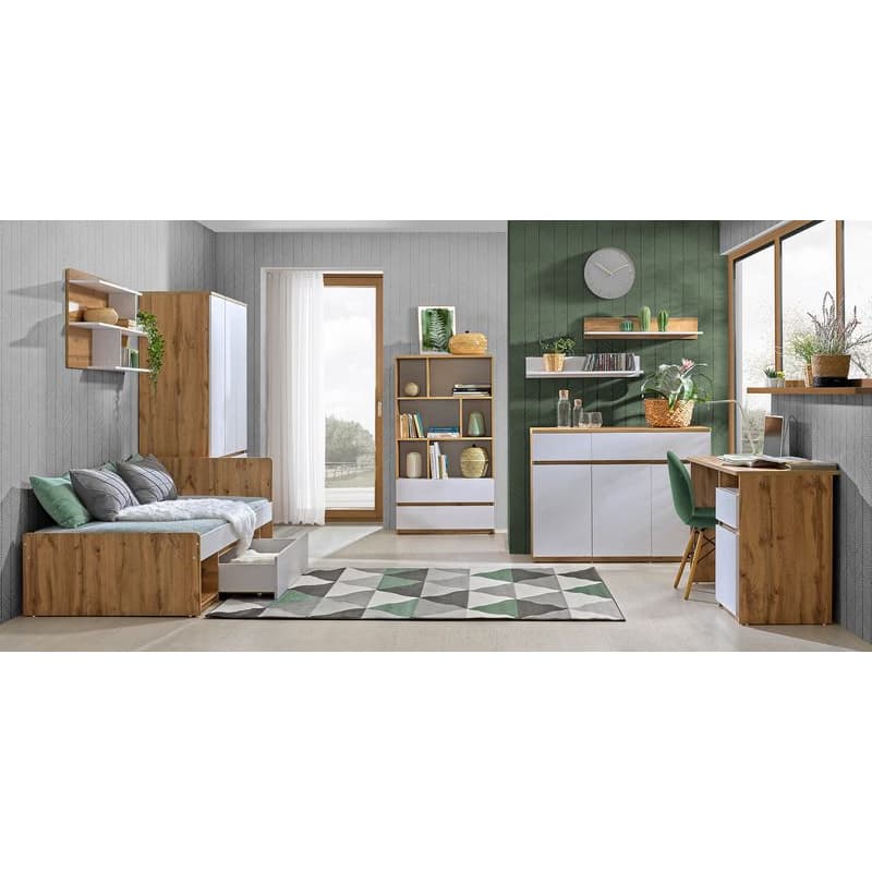 Dolmar Posteľ ARCHA AR9 | 90 x 195 cm Farba: dub wotan / biela 6