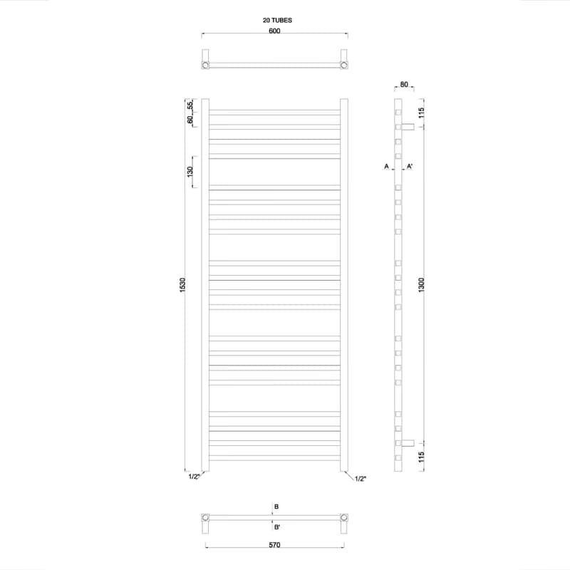 SAPHO - METRO vykurovacie teleso 600x1530 chrom 0411-02 4