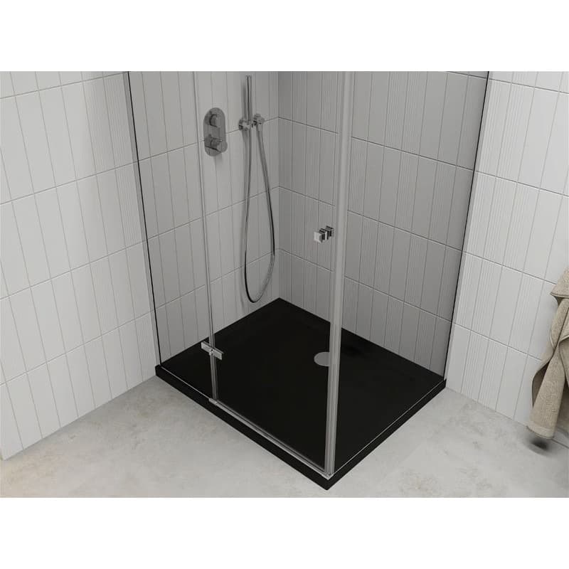 MEXEN/S - Roma sprchovací kút 80x120, transparent, chróm + čierna vanička so sifónom 854-080-120-01-00-4070 4