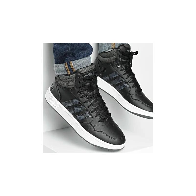 Pánske členkové zimné topánky ADIDAS Hoops 3.0 Mid WTR core black grey six cloud white 5