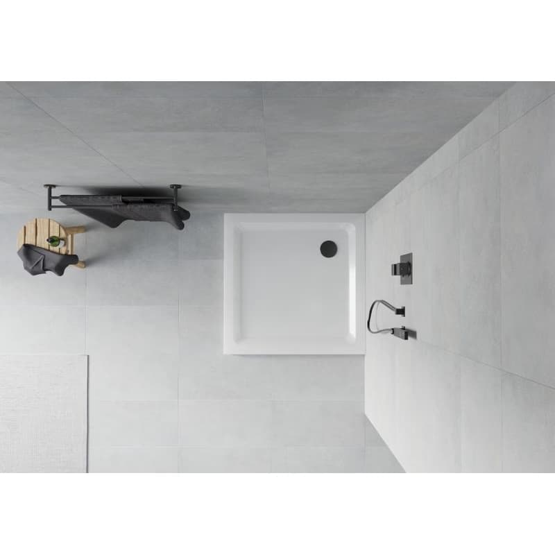 MEXEN/S - Flat sprchová vanička štvorcová slim 80 x 80, biela + čierny sifón 40108080B 3
