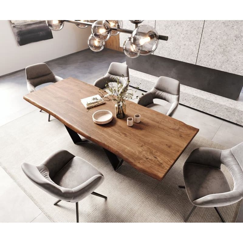 Jedálenský stôl Edge 260x100 XL akácia hnedá Spider plochá oceľ čierna 3