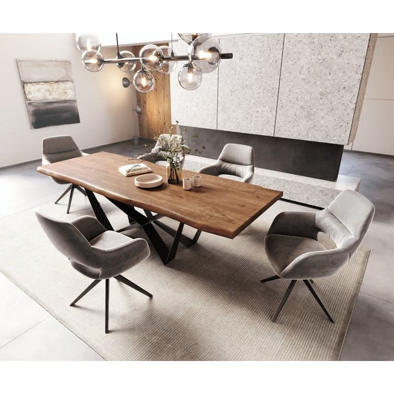 Jedálenský stôl Edge 260x100 XL akácia hnedá Spider plochá oceľ čierna 5