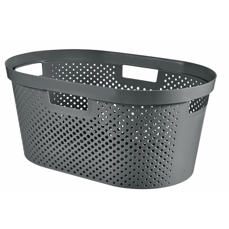 CURVER Kôš na čistú bielizeň INFINITY DOTS 40L recyklovaný plast | tmavosivá 1