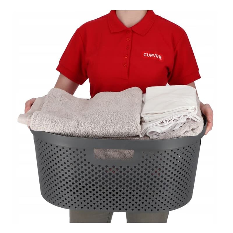 CURVER Kôš na čistú bielizeň INFINITY DOTS 40L recyklovaný plast | tmavosivá 4