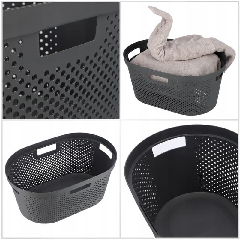 CURVER Kôš na čistú bielizeň INFINITY DOTS 40L recyklovaný plast | tmavosivá 6