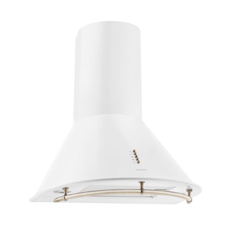 Klarstein Lumio Primo, digestor, 60 cm, komínový, 490 m³/h, retro dizajn, nehrdzavejúca oceľ, biely