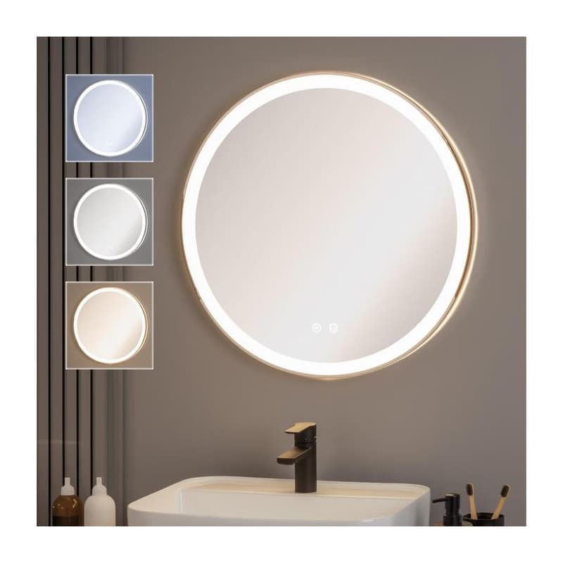 Brilagi-LED stmievateľné vyhrievané zrkadlo s podsvietením, hliníkový profil ALU PRO LED/18W/230V, priemer 60 cm, IP44, lesklý chróm FG-GM1110-18W-CHR