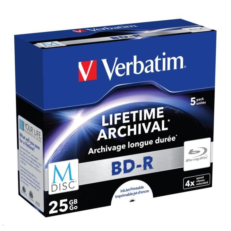 VERBATIM MDisc BD-R(5-pack)Jewel/4x/25GB 1