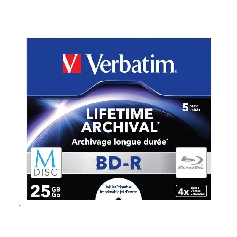 VERBATIM MDisc BD-R(5-pack)Jewel/4x/25GB 2