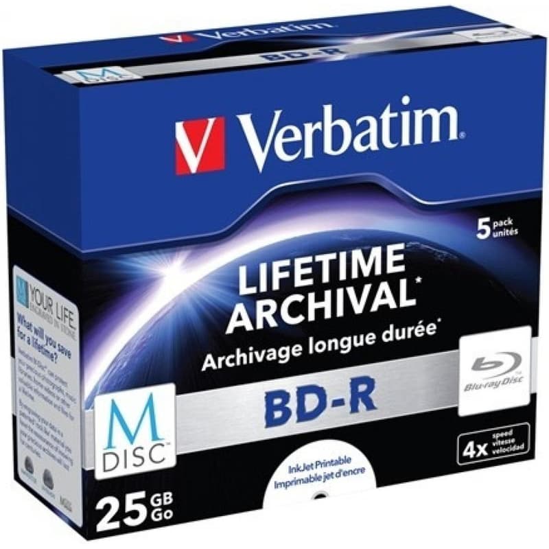 VERBATIM MDisc BD-R(5-pack)Jewel/4x/25GB 3