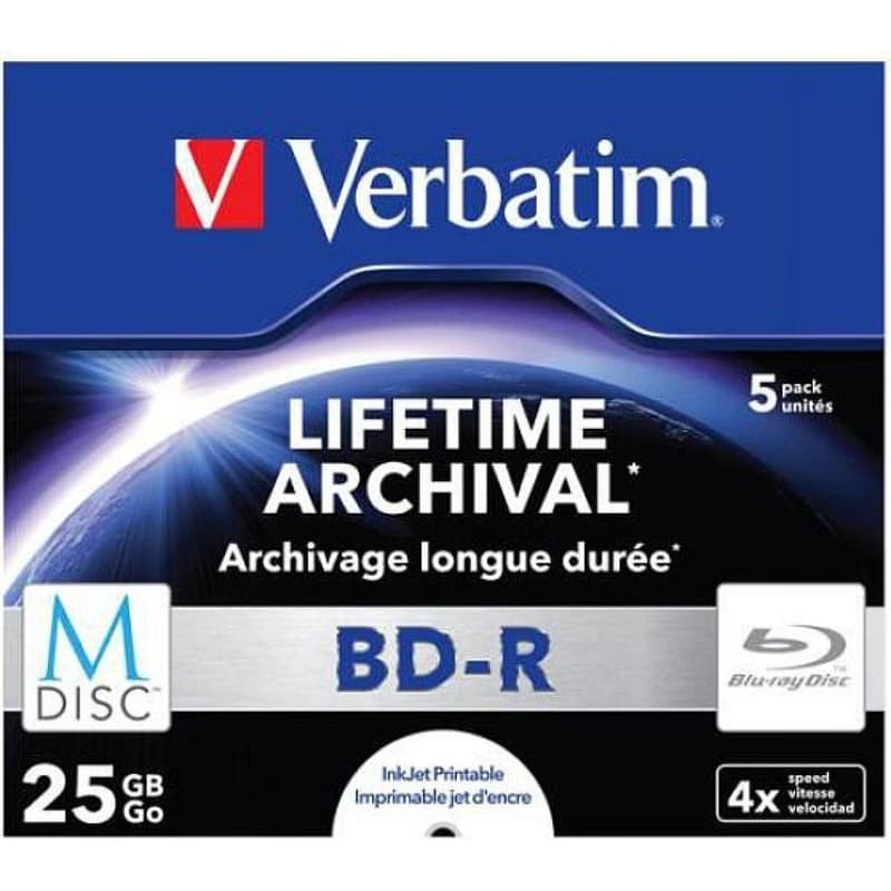 VERBATIM MDisc BD-R(5-pack)Jewel/4x/25GB 4