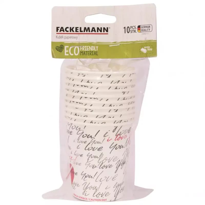 Papierové poháre 250ml Biele srdce 230411