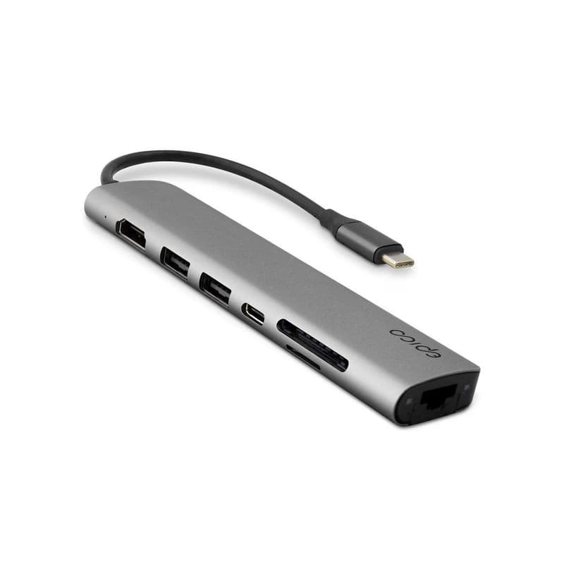 Epico 7v1 Multimedi Hub 8K s USB-C konekt. - šedá 4