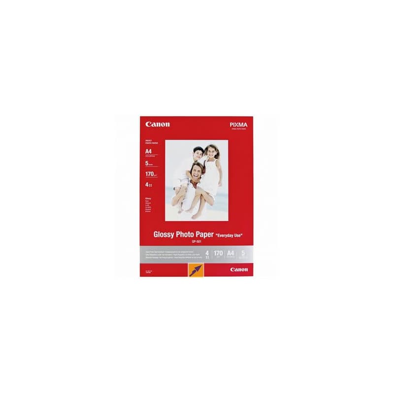 Canon Glossy Photo Paper, GP-501, foto papier, lesklý, GP-501 typ 0775B076, biely, 21x29, 7cm, A4, 200 g/m2, 5 ks, inkoustový