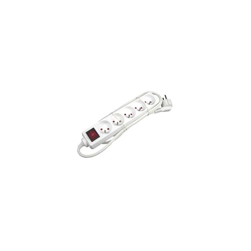 Síťový kabel 230V predlžovací, CEE7 (vidlica) - zásuvka 5x, 10m, VDE approved, biela, s vypínačom, DOPRADE